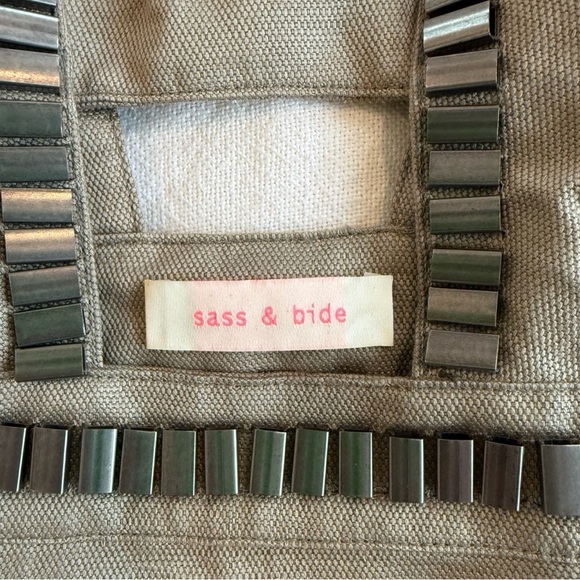 Sass & Bide Embellished Linen Cut Out Mini Dress - Picture 4 of 12